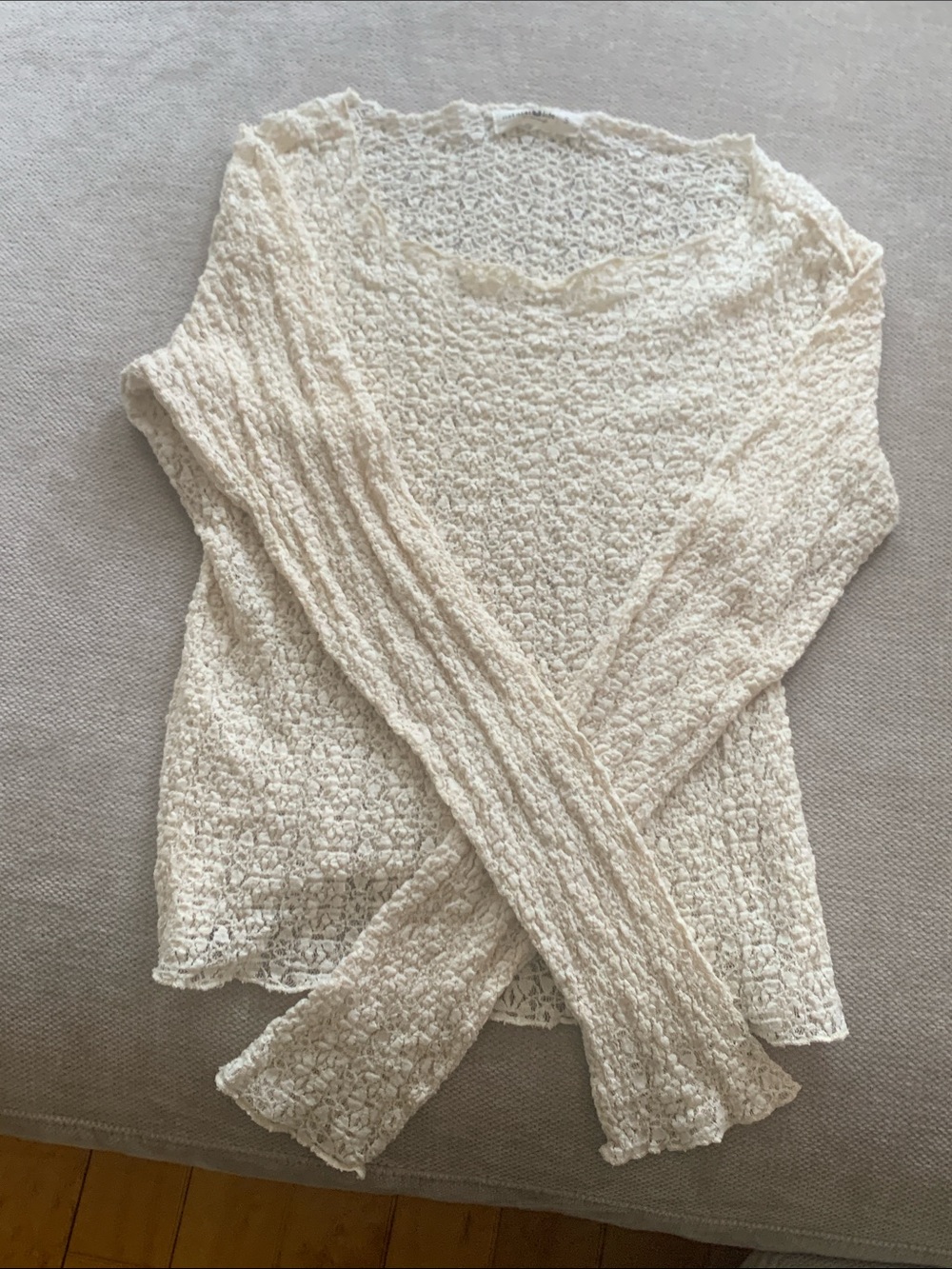 NATURAL LIFE Cream Crochet Long Sleeve Top